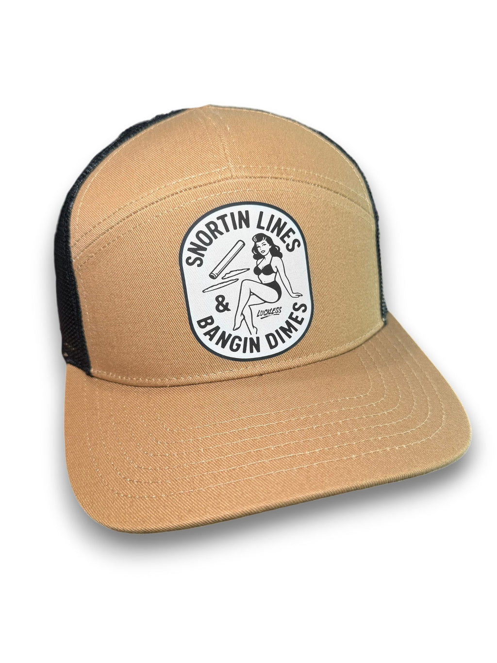Lines and Dimes | Men's Funny 7-Panel Black Snapback Hat